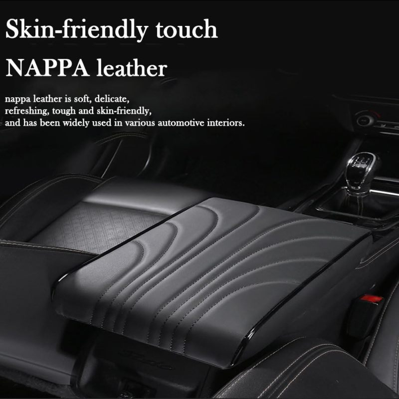 Car Armrest Cover Black PU Leather Heightened Memory Foam Console Cover - Soft Durable Surface Armrest Pad Protector for 2023 2024 2025 Ford Territory Interior - Image 5