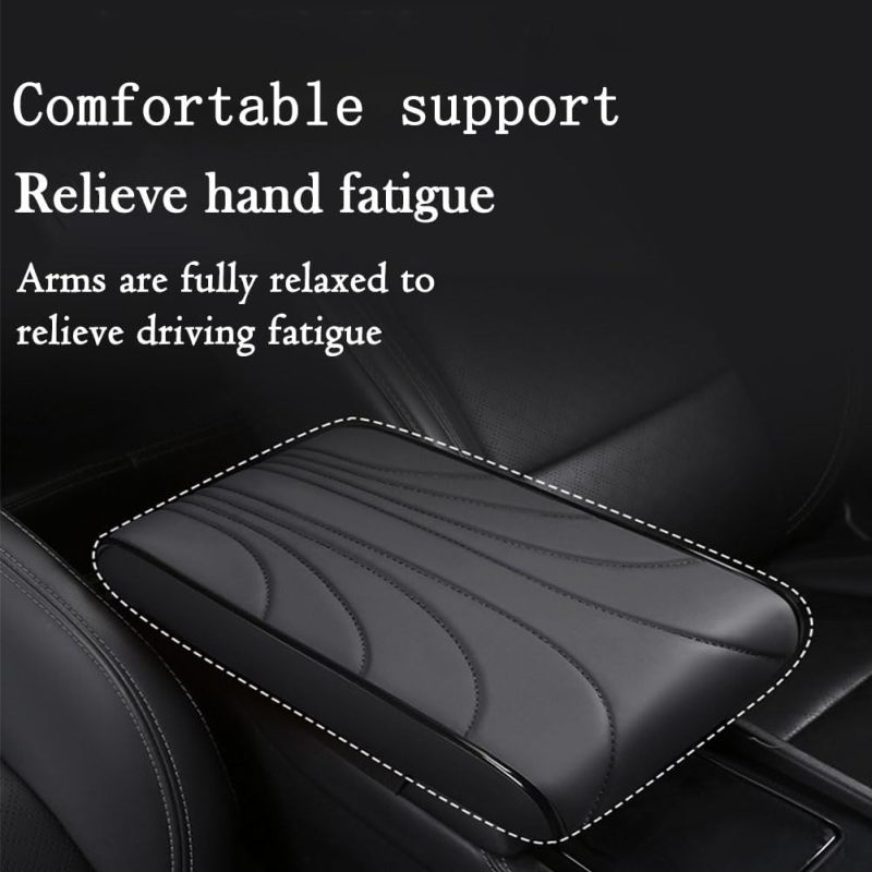 Car Armrest Cover Black PU Leather Heightened Memory Foam Console Cover - Soft Durable Surface Armrest Pad Protector for 2023 2024 2025 Ford Territory Interior - Image 4