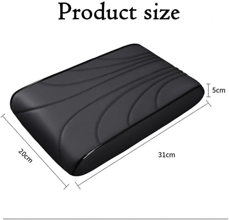 Car Armrest Cover Black PU Leather Heightened Memory Foam Console Cover - Soft Durable Surface Armrest Pad Protector for 2023 2024 2025 Ford Territory Interior - Image 2