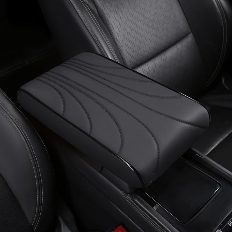 Car Armrest Cover Black PU Leather Heightened Memory Foam Console Cover - Soft Durable Surface Armrest Pad Protector for 2023 2024 2025 Ford Territory Interior - Image 1