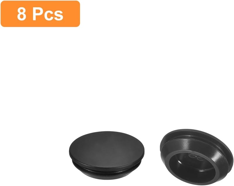 QUARKZMAN Pack of 8 Silicone Plugs, Round Rubber Stoppers for Locking into 22-24 mm Holes, Waterproof Hole Plugs for Metal Pipes, Furniture End Caps, Black Inserts - Image 3