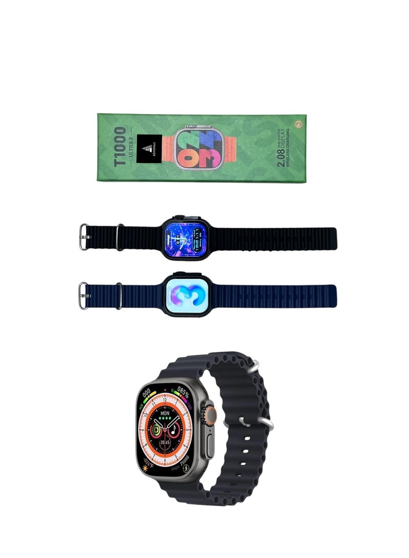 adhomax T1000 Ultra2 smart watch Elegant Design 2.08", NFC, infinite display, Fitness Tracker, Heart Rate, Calls, Wireless Charging, for IOS, android for men and women - Image 1