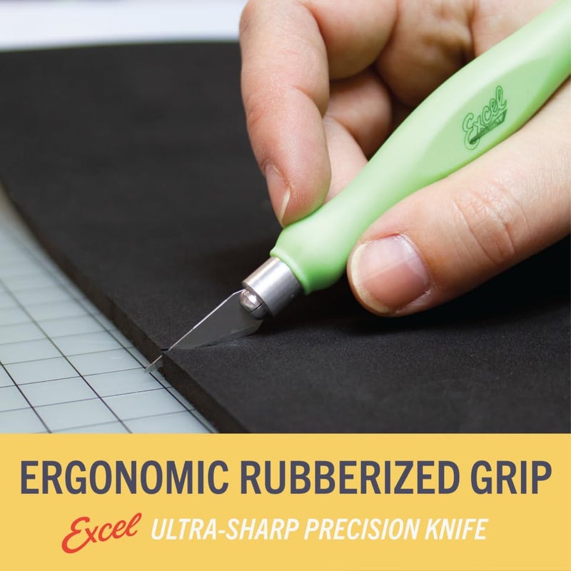 Excel Blades Fit Grip Craft Knife With #11 Ultra-Sharp Carbon Steel Angled Blade – Precision Hobby Knife with Contoured Rubberized Grip for DIY, Art Crafts, and Model Projects – Pink, Made in the USA - Image 4