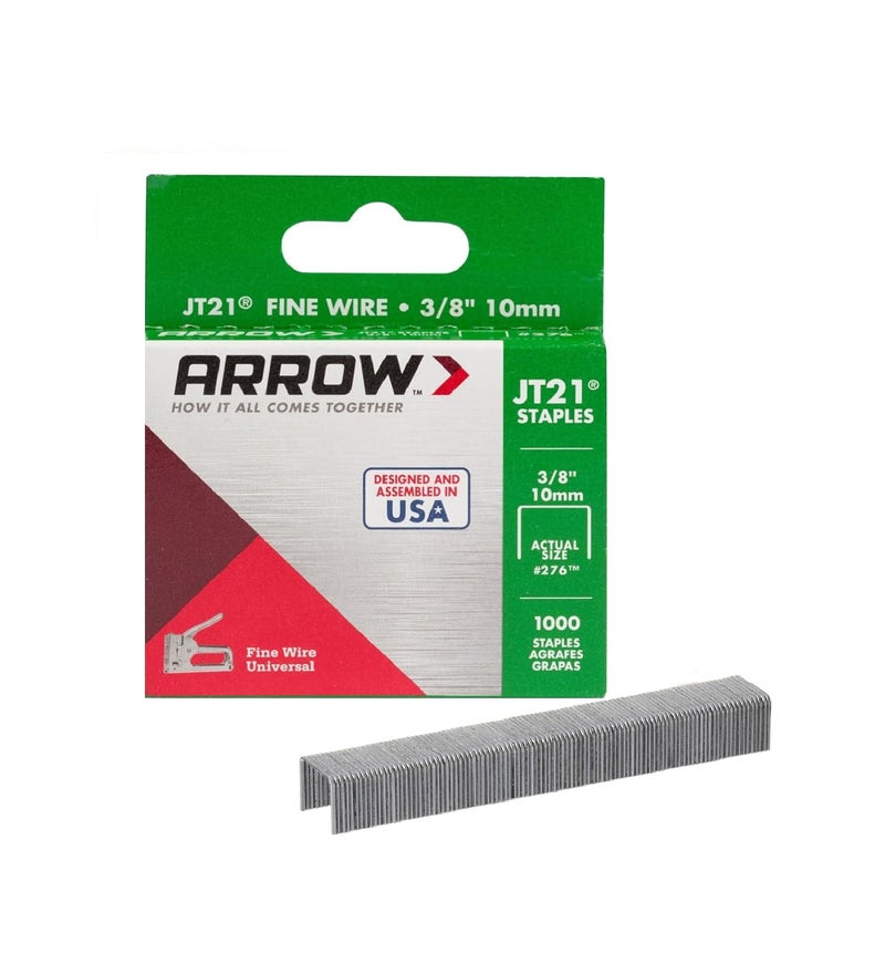 Arrow Fastener Arrow 276 JT21 Thin Wire Staples for Staple Guns and Staplers, Use for Upholstery, Crafts, General Repairs, 3/8-Inch Leg Length, 7/16-Inch Crown Width, 1000 Count (Pack of 1) - Image 1