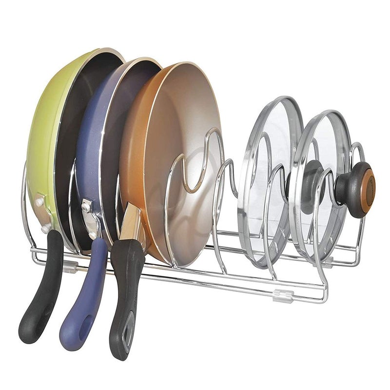 InterDesign iDesign InterDesign Kitchen Cabinet Storage Skillets Pans13 Chrome Classico Cookware 13 335 x 161 x 1313 cm Pan OrganizerHorizontal