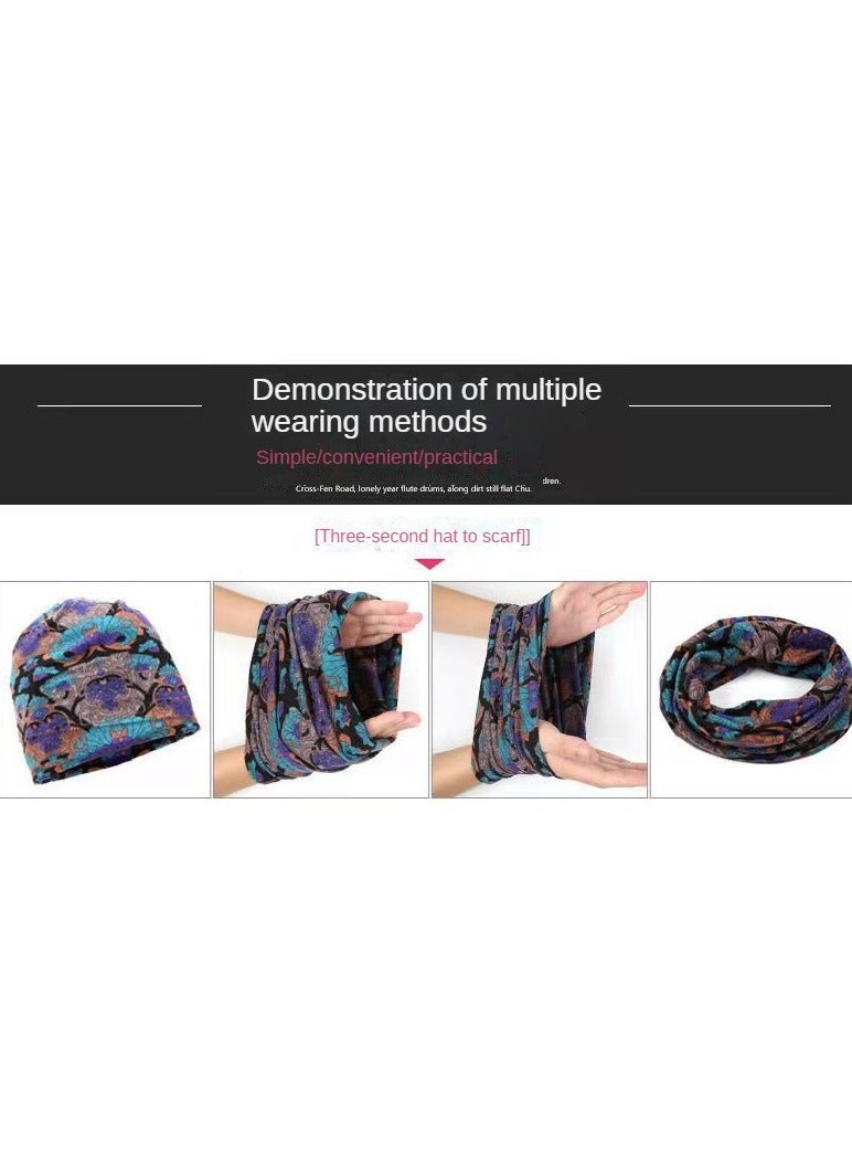 AROAQ Women Casual Beanies Hat, Autumn And Winter Comfortable Twist Hat Bib For Women, Soft Stretchy Women Knit Cap, Warm Neck Sheath Head Hat For Women Girls Teens, (Black Snowflake)  - Image 4