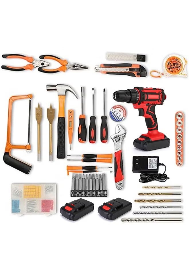 Bolivia's Drill,129 Piece Power Tools Kit with 48V Cordless Drill, Professional Household Home Tools Set with DIY Hand Tool Kits for Garden Office House Repair Maintain - Image 3