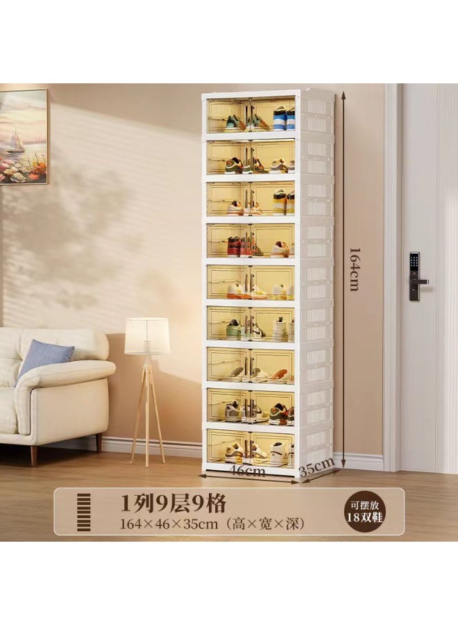 بلو فاير منظم أحذية شفاف بـ 9 طبقات | خزانة أحذية بلاستيكية قابلة للتكديس مع أبواب أمامية | رف أحذية لتوفير المساحة يتسع حتى 18 زوجًا | صناديق أحذية مقاومة للغبار بتصميم حديث | مناسب لغرف النوم والممرات والمدخل وسهل التركيب - Image 5