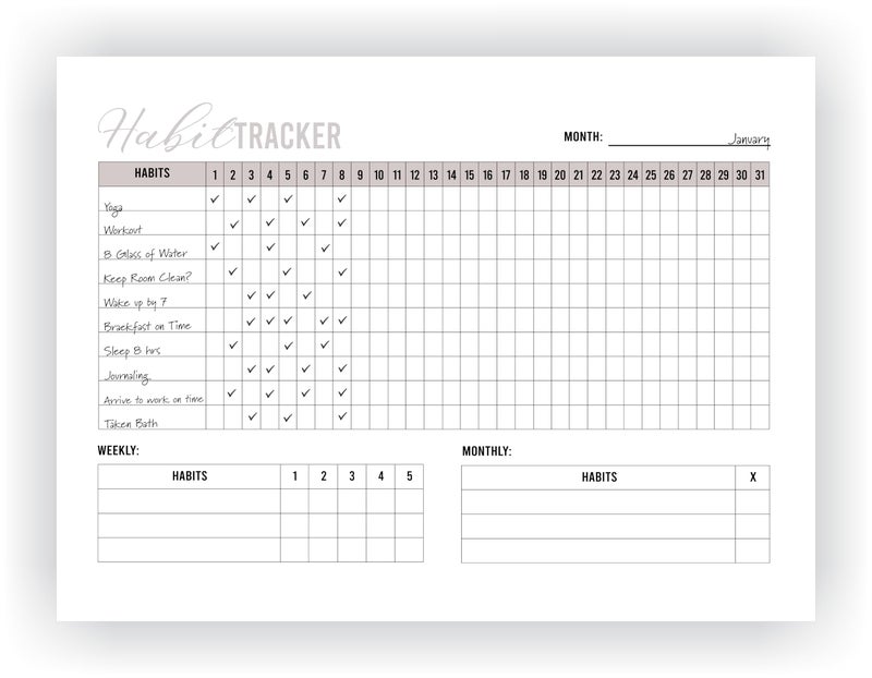 Kelenate® (Rectangle) Habit Tracker Calendar - Inspirational Habit Journal - 12 Sheets Daily Habit Tracker Journal and Goal Board - Motivational Goal Journal - Great Tool For Productivity And Workout (Design-22) - Image 1