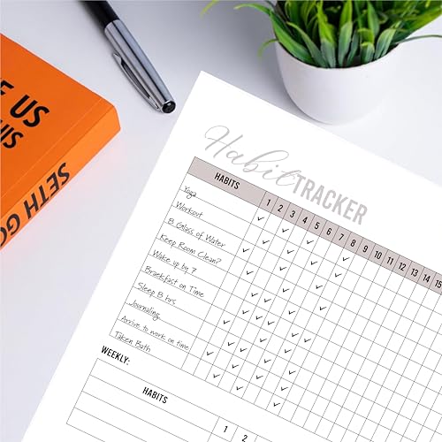Kelenate® (Rectangle) Habit Tracker Calendar - Inspirational Habit Journal - 12 Sheets Daily Habit Tracker Journal and Goal Board - Motivational Goal Journal - Great Tool For Productivity And Workout (Design-22) - Image 5