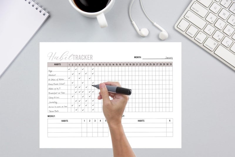 Kelenate® (Rectangle) Habit Tracker Calendar - Inspirational Habit Journal - 12 Sheets Daily Habit Tracker Journal and Goal Board - Motivational Goal Journal - Great Tool For Productivity And Workout (Design-22) - Image 3