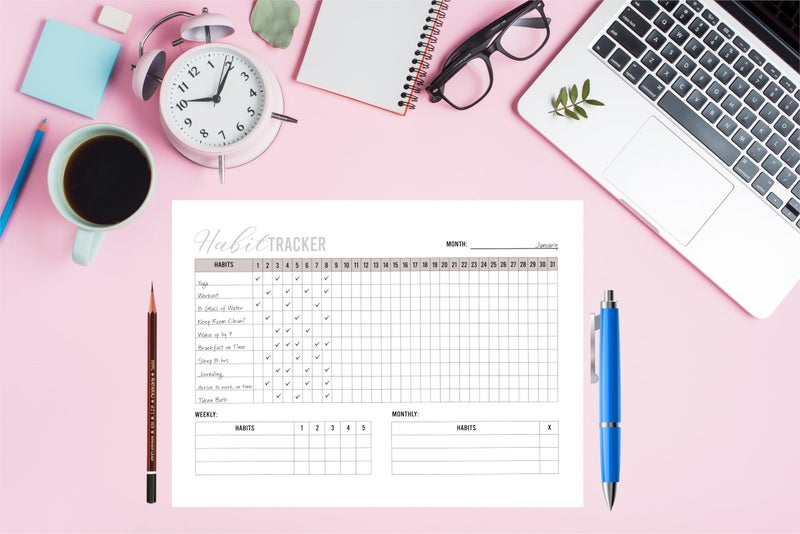 Kelenate® (Rectangle) Habit Tracker Calendar - Inspirational Habit Journal - 12 Sheets Daily Habit Tracker Journal and Goal Board - Motivational Goal Journal - Great Tool For Productivity And Workout (Design-22) - Image 4