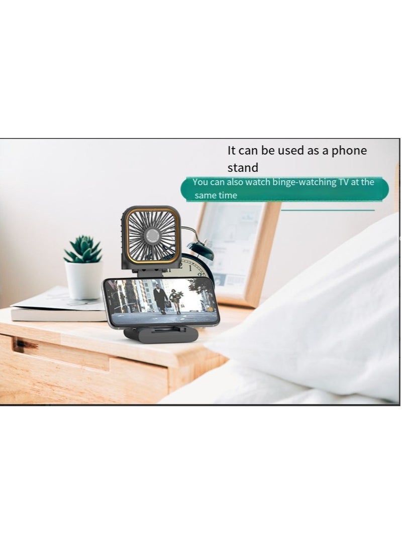 General Handheld small fan digital display folding outdoor portable usb power bank mobile phone holder three-speed mobile phone holder  - Image 3