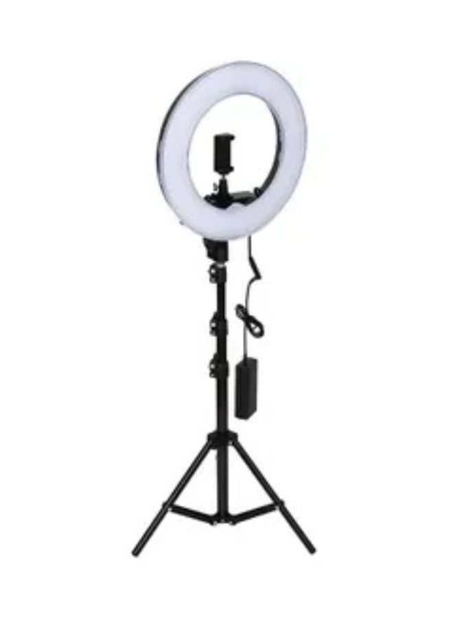 حلقة إضاءة LED مقاس 12 بوصة مع حامل ثلاثي القوائم وحامل للهاتف أسود - Image 2