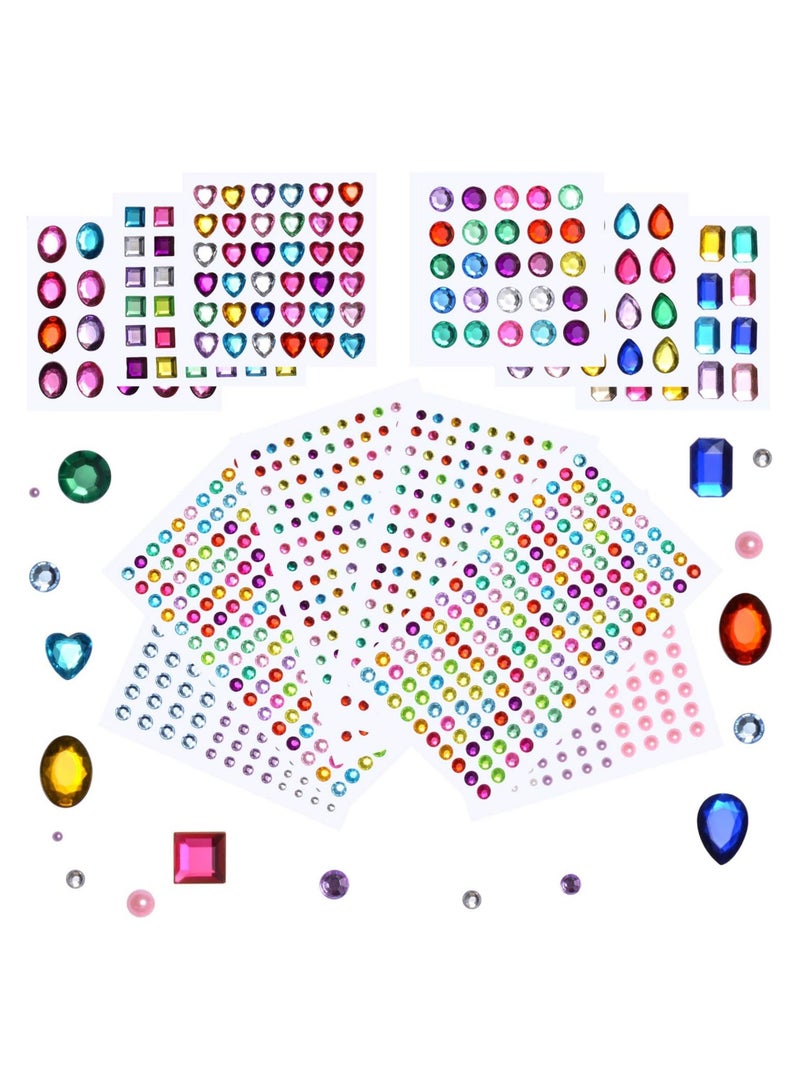 ملصقات أحجار الراين ذاتية اللصق، 1141 قطعة من الأحجار الكريمة للحرف اليدوية ملصقات أحجار الراين اللامعة للحرف اليدوية والأظافر والجسم والمكياج والمهرجانات - Image 2