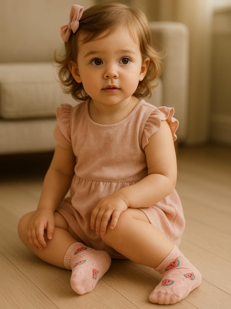 GUCHIGU Soft Cotton Ultra Thin Mesh Ankle Socks for Girls BS2250A (For 1-3 Years, 5 Pairs Socks) - Image 2