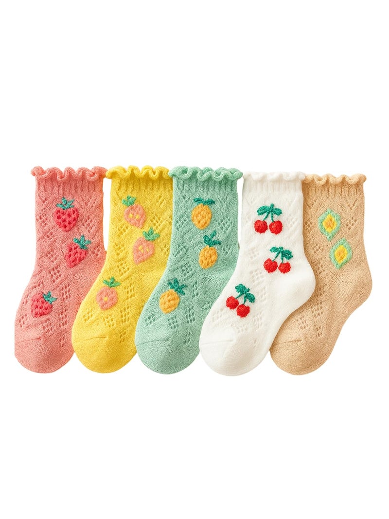 GUCHIGU Soft Cotton Ultra Thin Mesh Ankle Socks for Girls BS2250A (For 1-3 Years, 5 Pairs Socks) - Image 1