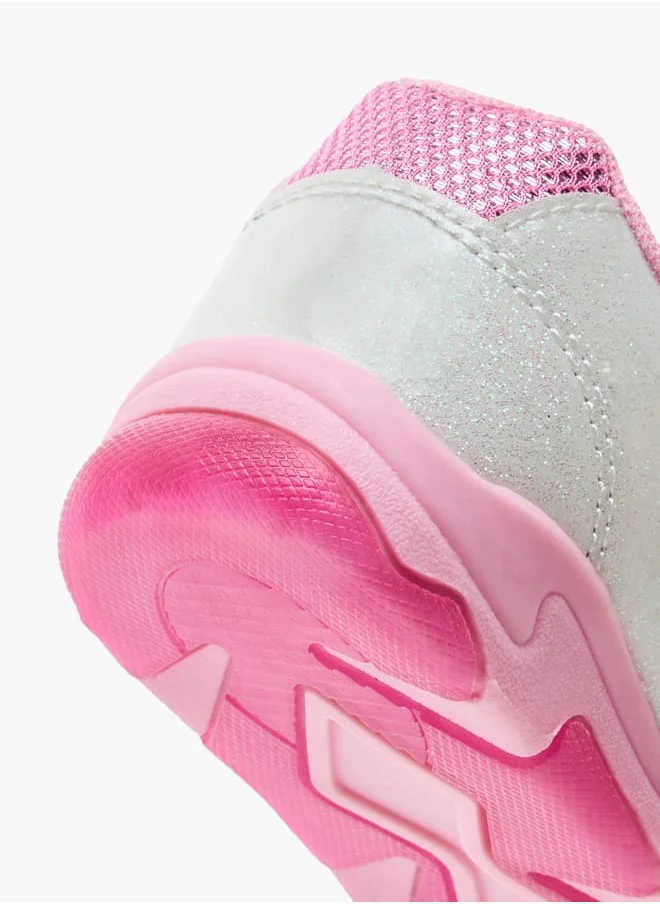 Disney Girls Minnie and Daisy Printed Light-Up Sneakers with Hook and Loop Closure