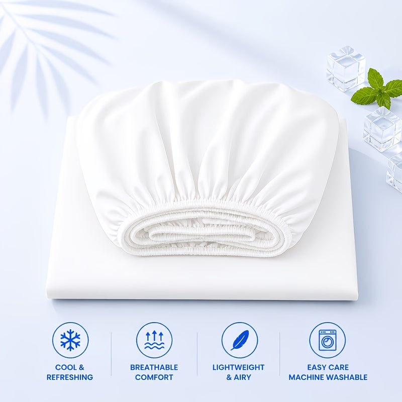 Summer Cooling Fitted Sheet (Pillowcases Not Included) – Skin-friendly, Breathable, and Cooling for Sleep, 360° Elastic Mattress Protector, Wrinkle-resistant/fade-resistant/shrink-resistant, Machine Washable, Multiple Colors Available - Image 1