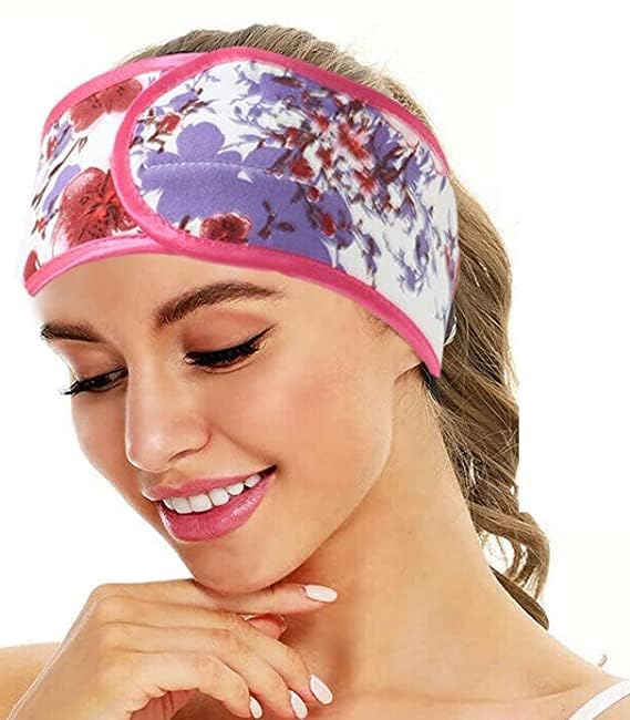 ayushicreationa ayushicreationa Spa Facial Headband Wrap Sweat Makeup Hair Towel Nonslip Stretchable Adjustable Headband Tape with Brushes and Sponges for Face Wash Facial Treatment Multi - Image 4