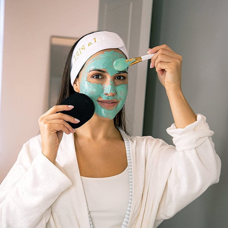 ayushicreationa ayushicreationa Spa Facial Headband Wrap Sweat Makeup Hair Towel Nonslip Stretchable Adjustable Headband Tape with Brushes and Sponges for Face Wash Facial Treatment Multi - Image 5