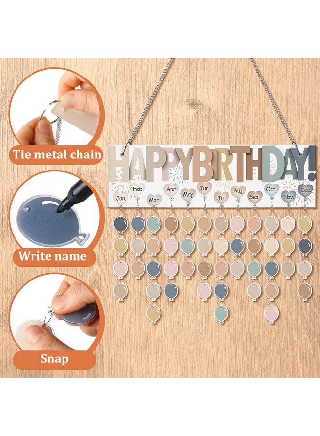 Eersida Birthday Calendar Wall Hanging Family Birthday Plaque With Tags Acrylic Birthday Reminder Calendar Board Classroom Birthday Reminder 120 Tags Christmas Party Gifts Home Decor(Boho Color) - Image 3