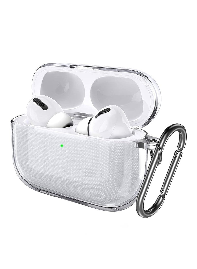 CATANES Airpod Pro Crystal Clear Shockproof Case Transparent Ultra Slim Cover with Keychain Carabiner - Image 1