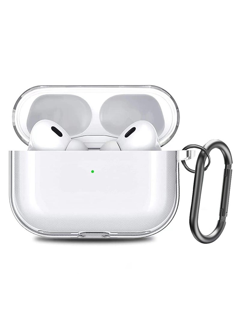 CATANES Airpod Pro Crystal Clear Shockproof Case Transparent Ultra Slim Cover with Keychain Carabiner - Image 2