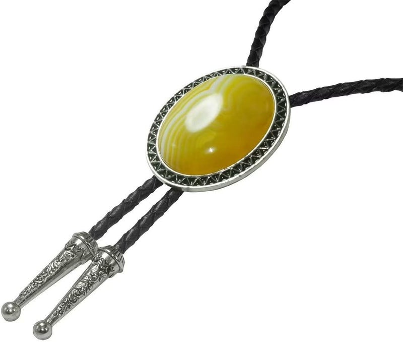 Moranse Bolo Tie with Natural Tiger Eye Stone Celtic Style Genuine and Cowhide Rope - Image 4