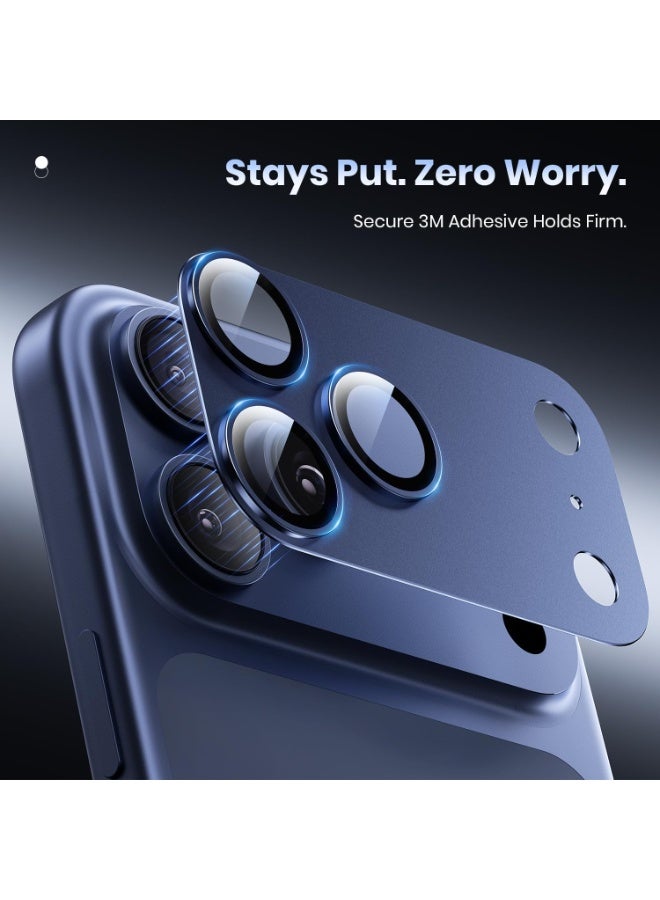 For iPhone 17 Pro Camera Lens Protector [Drop Protection] [Full Coverage] [3D Metal] [Case Friendly] Tempered Glass Camera Cover — Blue - Image 4