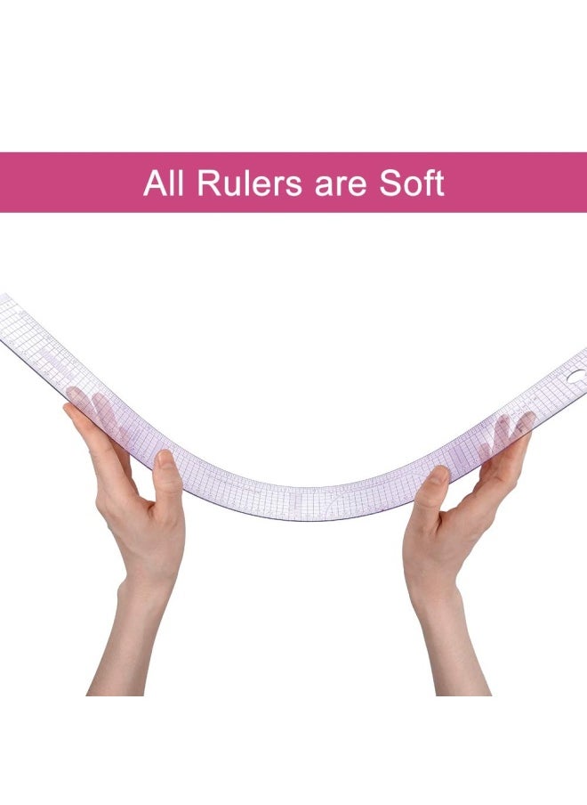 Extcct13PCS Styling Sewing French Curve Ruler Set Dress Makers Ruler Clear Sewing Tailors Pattern Making Ruler for Fashion Design and Guides for Fabric English Language Mark on Rulers