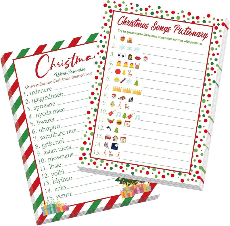 COCHIE 30 Players Christmas Party Games for Adults Family Office Large Groups, Xmas Parties Songs Pictionary Game, Guesstures Game, Word Scramble Games with Answer Key (Christmas Tree) - Image 1