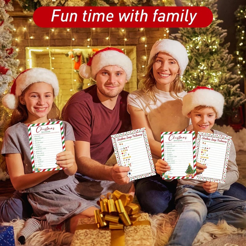COCHIE 30 Players Christmas Party Games for Adults Family Office Large Groups, Xmas Parties Songs Pictionary Game, Guesstures Game, Word Scramble Games with Answer Key (Christmas Tree) - Image 5