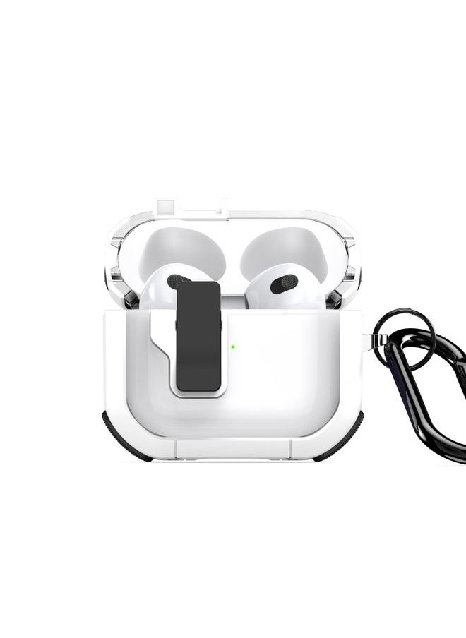Generic - Case Cover For AirPods 3 DUX DUCIS PECN Series Split Two-color Transparent Earphone Case with Hook White Black - Image 1