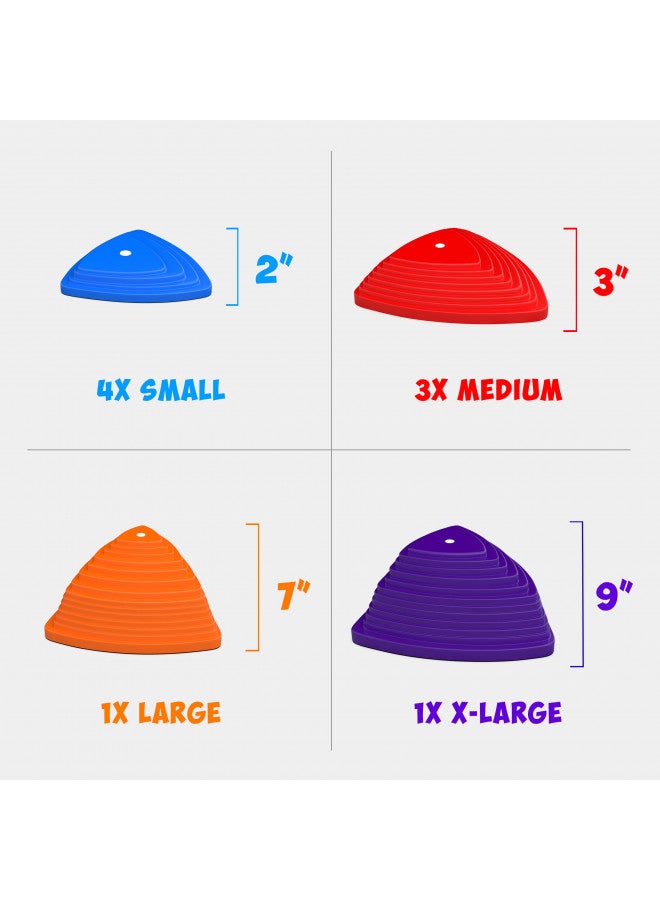 Houseables Houseables Stepping Stones for Kids, Balance Play Stone, Set of 9, Plastic, Balancing Steps, Jumping Rock, Obstacle Course Toys, For Toddler, Children, Indoor, Outdoor, Non-slip Bottom  - Image 3