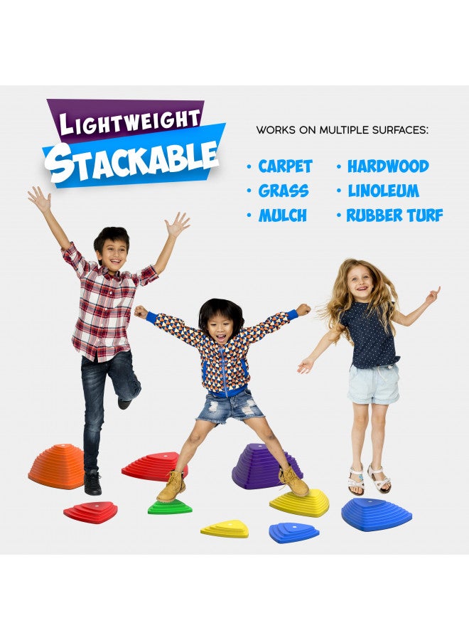 Houseables Houseables Stepping Stones for Kids, Balance Play Stone, Set of 9, Plastic, Balancing Steps, Jumping Rock, Obstacle Course Toys, For Toddler, Children, Indoor, Outdoor, Non-slip Bottom  - Image 2