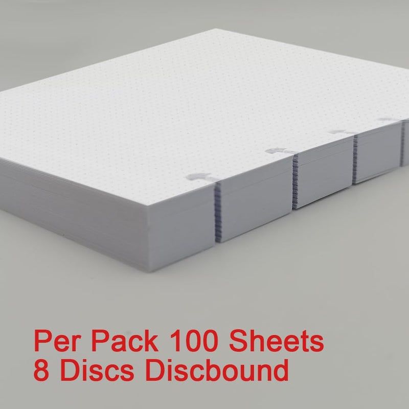 Getvow Junior Size TUL Discbound Dotted Refill Paper, 8-Disc Disbound Insert, 100 Sheets/200 Pages Dot Grid Paper, 100gsm White Paper, 5.8'' x 8.2'' - Image 5