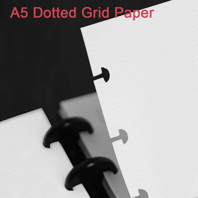 Getvow Junior Size TUL Discbound Dotted Refill Paper, 8-Disc Disbound Insert, 100 Sheets/200 Pages Dot Grid Paper, 100gsm White Paper, 5.8'' x 8.2'' - Image 4