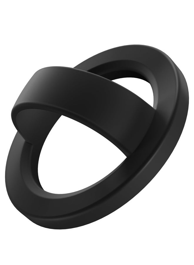 قبضة هاتف مغناطيسية، قبضة حلقية قابلة للإزالة مع حزام إصبع ناعم، حامل حلقي للهاتف من السيليكون لظهر الهاتف لهاتف iPhone 16/15/14/13/12 Pro Max/Plus، أسود - Image 1