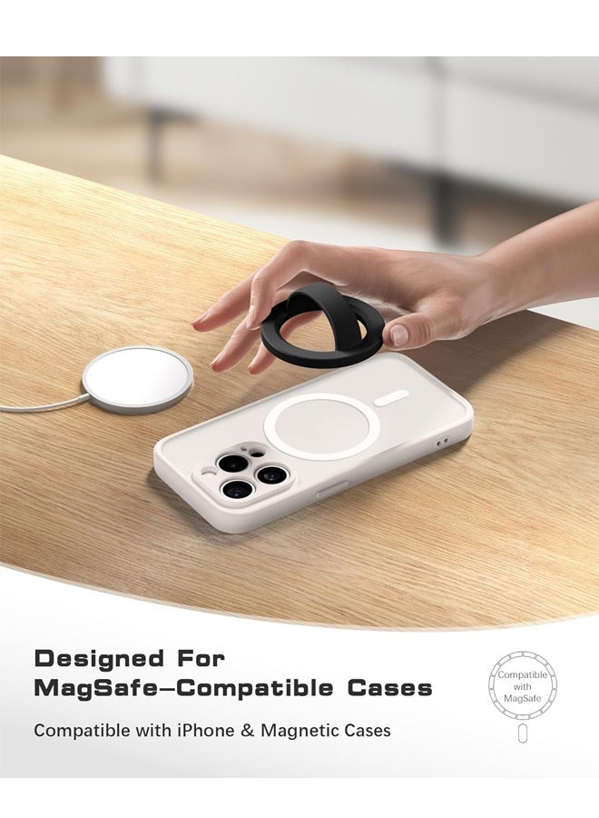 قبضة هاتف مغناطيسية، قبضة حلقية قابلة للإزالة مع حزام إصبع ناعم، حامل حلقي للهاتف من السيليكون لظهر الهاتف لهاتف iPhone 16/15/14/13/12 Pro Max/Plus، أسود - Image 3