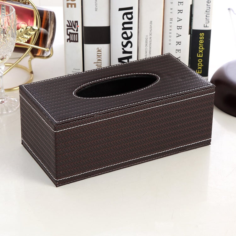 Generic Leather Tissue Box European PU Holder Gift brown wheat grain 