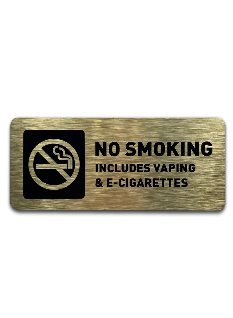 Maxsafe No Smoking Sign - ADA Compliant, with Raised Icons and Lettering, Includes Adhesive Strips for Easy Installation (7" W x 3" H, Brushed Gold)  - Image 1