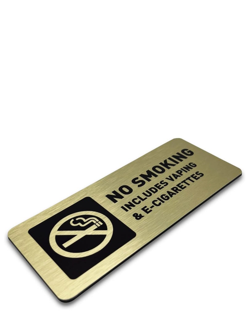 Maxsafe No Smoking Sign - ADA Compliant, with Raised Icons and Lettering, Includes Adhesive Strips for Easy Installation (7" W x 3" H, Brushed Gold)  - Image 4