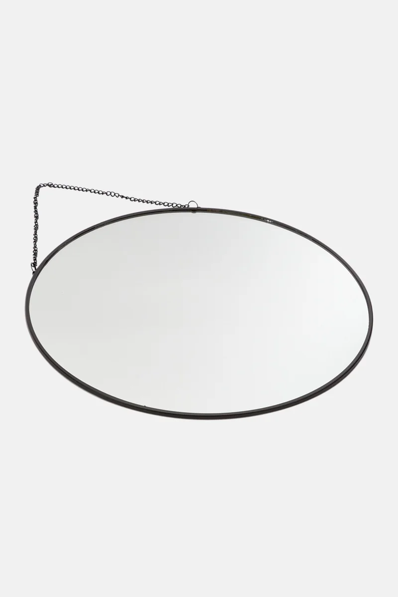 Muy Mucho Round Shape Wall Mirror, Black