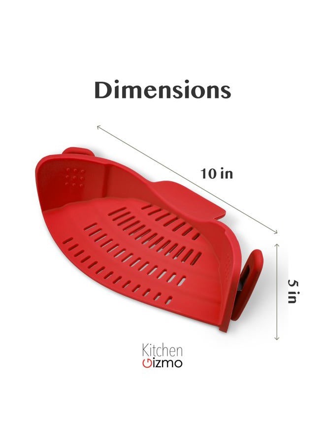Kitchen Gizmo Snap N' Strain - Silicone Clip-On Colander, Heat Resistant Drainer for Vegetables and Pasta Noodles, Kitchen Gadgets for Bowl, Pots, and Pans - Essential Home Cooking Tools - Red - Image 3