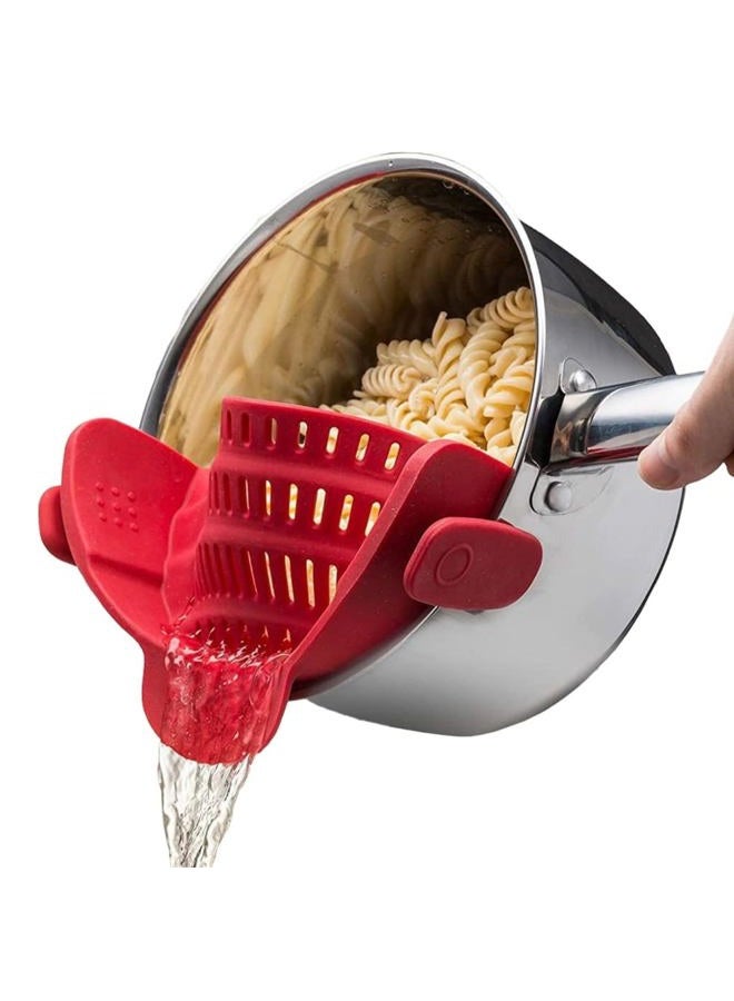 Kitchen Gizmo Snap N' Strain - Silicone Clip-On Colander, Heat Resistant Drainer for Vegetables and Pasta Noodles, Kitchen Gadgets for Bowl, Pots, and Pans - Essential Home Cooking Tools - Red - Image 1