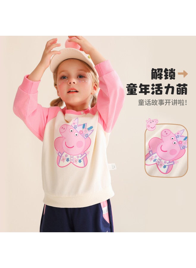 peppa Pig Spring Girls' Cartoon Casual Set 100% Cotton Baby Outfit - Image 3