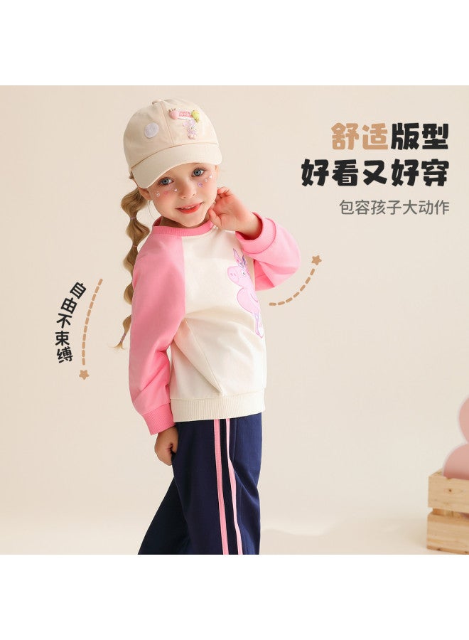 peppa Pig Spring Girls' Cartoon Casual Set 100% Cotton Baby Outfit - Image 4