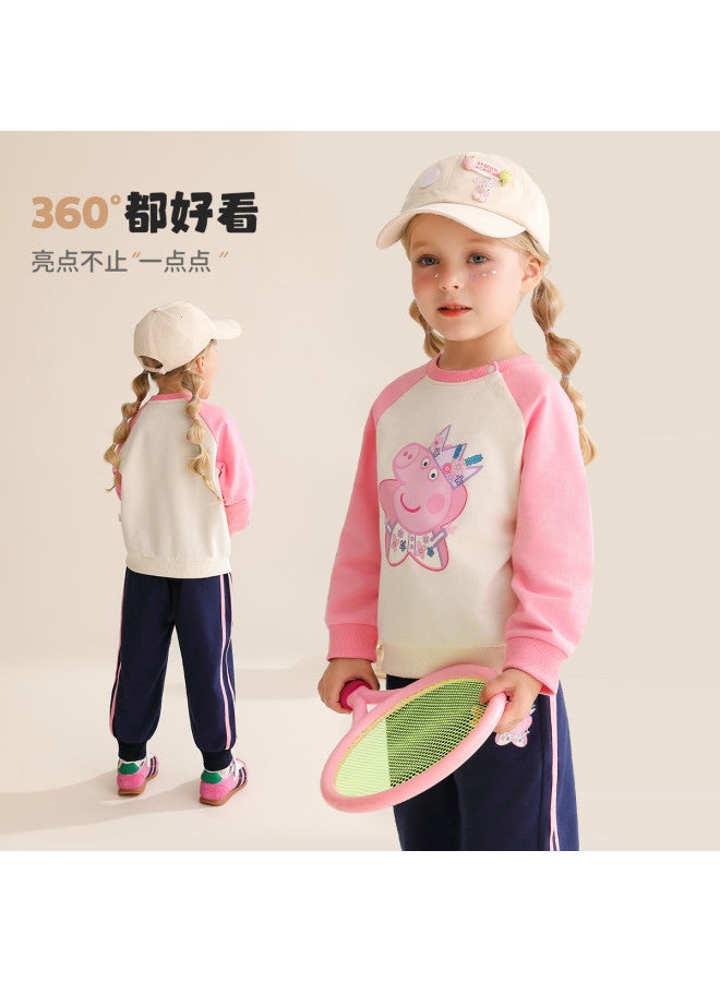 peppa Pig Spring Girls' Cartoon Casual Set 100% Cotton Baby Outfit - Image 5