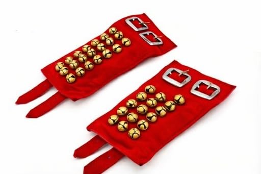 NATYAM Premium Dance Anklets (Ghungroo) – 3-Line Brass Bells with Red Velvet Belt | Ideal for Bharatanatyam, Kuchipudi & Indian Classical Dance. - Image 1